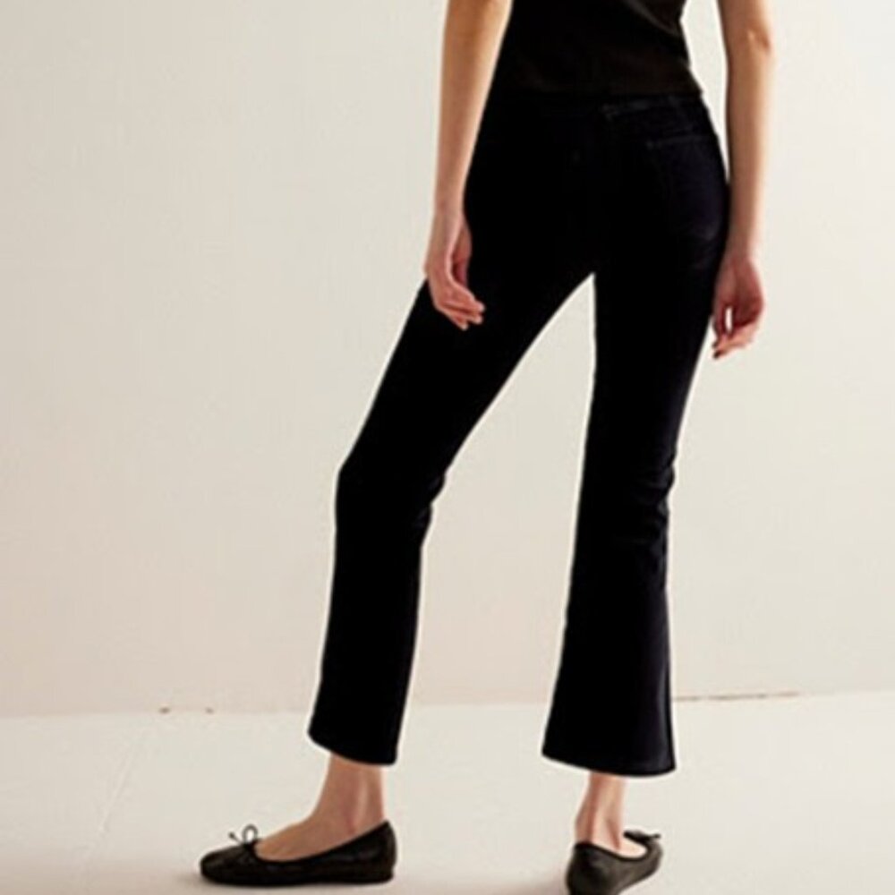 Free People Black Cropped Flare Jeans